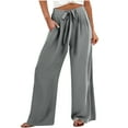 thumbnail image 4 of XUNKUSGA Wide Leg Pants Woman Fashion High Waist Bandage Flowy Casual Palazzo Pants for Women Loose Work Pants Women Classy Formal Business Casual Womens Trousers S-2XL Gray, 4 of 6