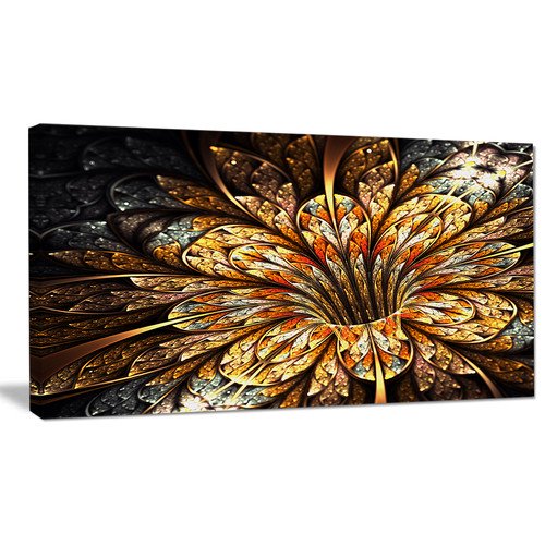 Design Art Golden Shiny Fractal Flower Graphic Art On Wrapped Canvas Walmart Com Walmart Com