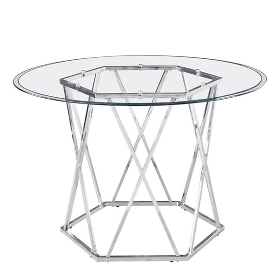 Steve Silver Escondido Chrome and Glass Top Dining Table