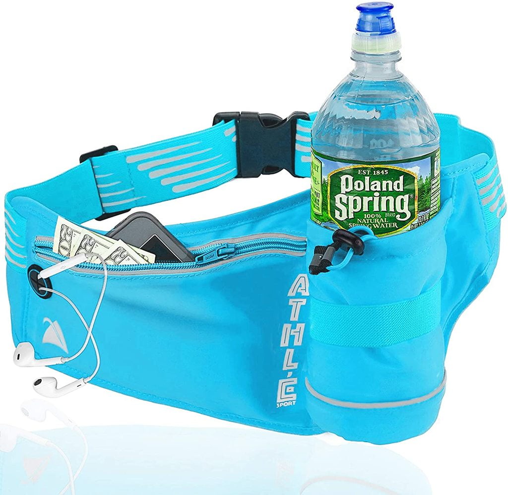 Athle Sport Running Belt Fanny Pack With Bottle Pocket Unisex 360 Reflective Sky Blue Walmart Com Walmart Com