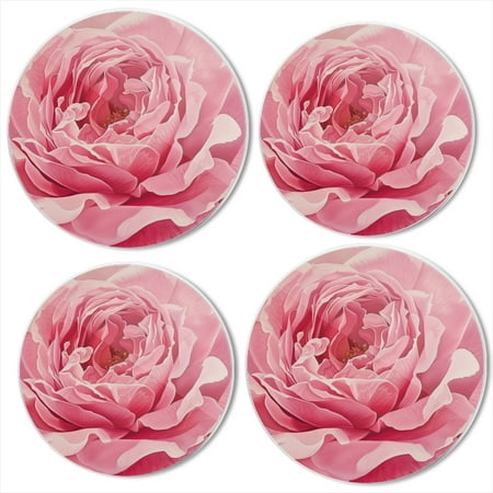 

BaHomeck Electric Stove Burner Covers Set of 4 Round Metal Gas Stove Burner Covers 8 Inch and 10 Inch Kitchen Decor Pink Rose On Pink Background