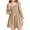 Khaki, variant on Langwyqu Solid Color Square Neckline Girls Lantern Sleeve Dress For 4-14 Y