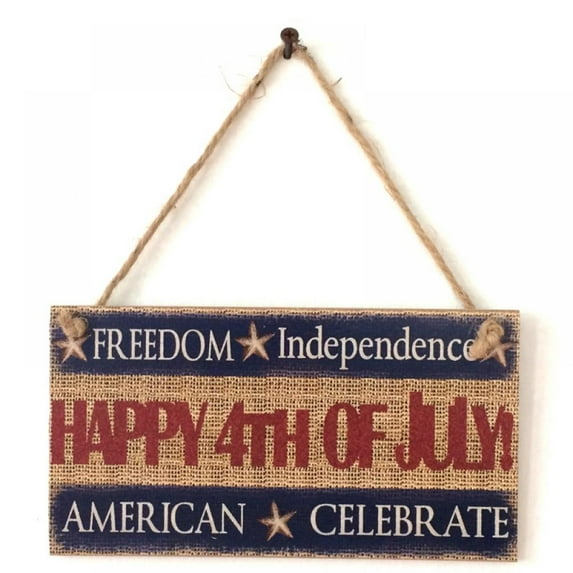 4th of July Wooden Plaque Hanging Signs Wall Decorations, Americana Independence Day Party Decorations