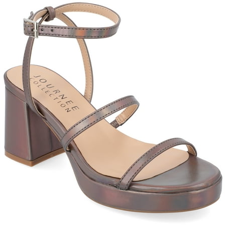 

Journee Collection Womens Samilee Metallic Vegan Leather Platform Sandals