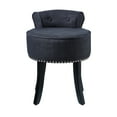 thumbnail image 2 of Inspired Home Bardot Linen Vanity Stool Nailhead Trim Roll Back Bedroom, Dark Grey, 2 of 9
