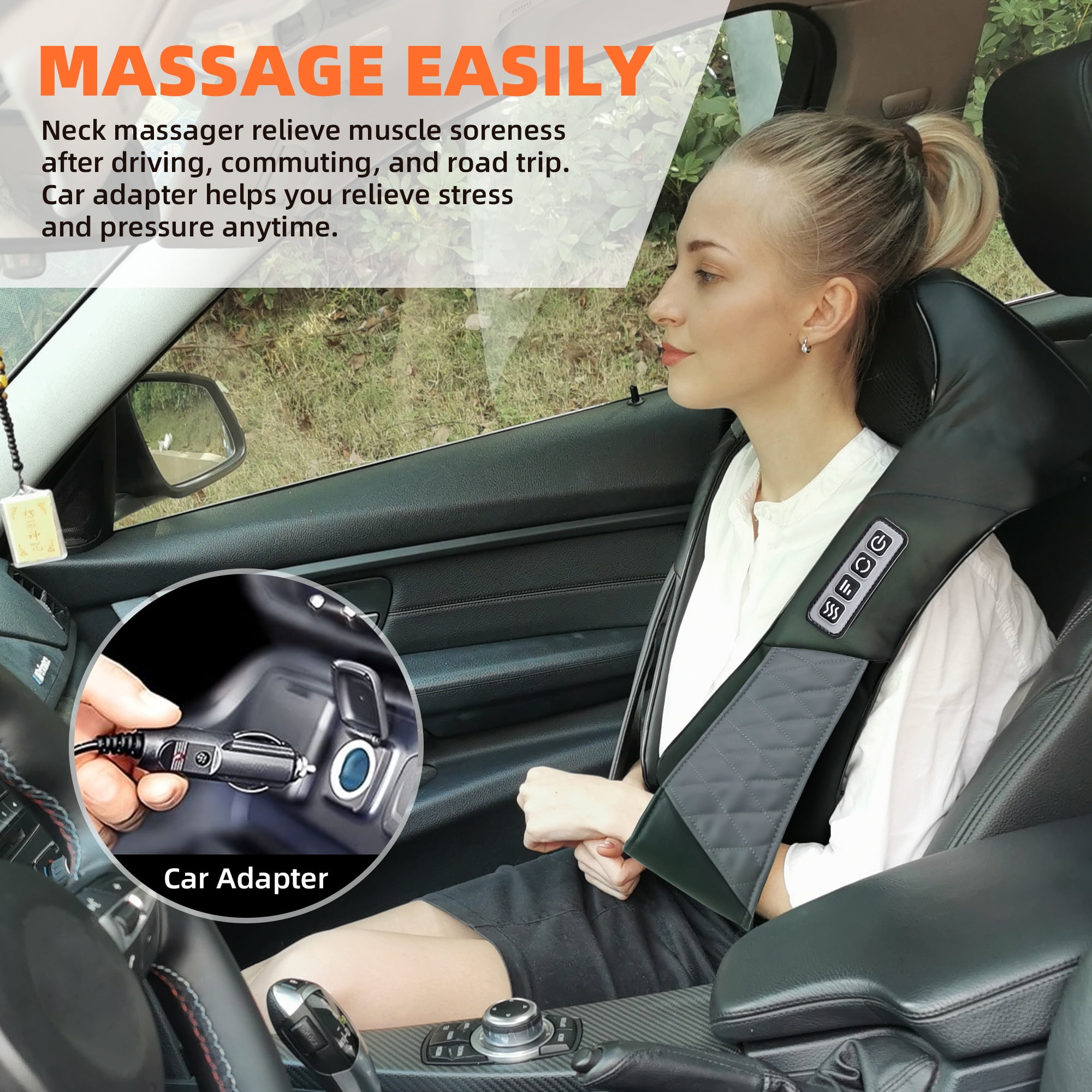 Ikristin Neck and Shoulder Massager with Heat, Shiatsu Shoulder Massager for Full Body, Deep Tissue 3D Kneading Massage Pillow for Shoulder, Back, Body Muscle Pain Relief, Gifts for Women Men