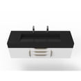 thumbnail image 3 of Nile 60" White Wood Floating Vanity with Black Top and Gold Trim, 3 of 10