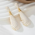 thumbnail image 3 of Dainty White Teardrop Dangle Earrings for Women Gold-Toned Tear Drop Dangling Stud Earring Fashion Stripes Waterdrop Statement Studs Delicate Holiday Party Wedding Jewelry, 3 of 6