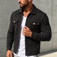 thumbnail image 5 of FRSASU Men's Waffle Knit Zip‑Up Jacket Lapel Collar Casual Coat with Gold‑Tone Button Chest Pockets Black, 5 of 7