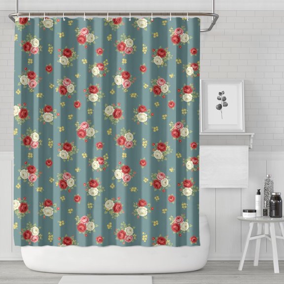 Pioneer Flower Floral Print Pattern Shower Curtain 84”x72", Bathroom Decorative Shower Curtain Set with 12 Hooks, Waterproof Washable