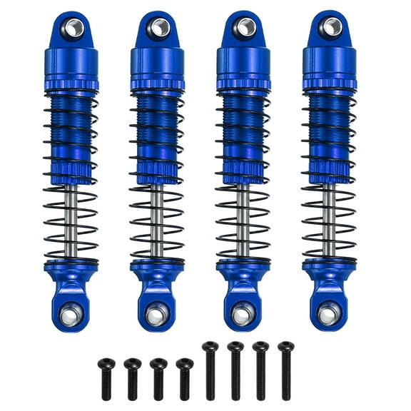 Uxcell RC Shock Absorber 1/18 50mm Aluminum Threaded Front & Rear Shock Absorber Damper Assembled Set for TRX4M 1/18 RC Car Crawler Racing Truck, Blue