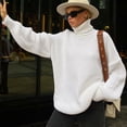 thumbnail image 4 of UJNDER Thickened Loose Autumn Winter Turtleneck Sweater for Women Casual Solid Color Knitted White L, 4 of 7