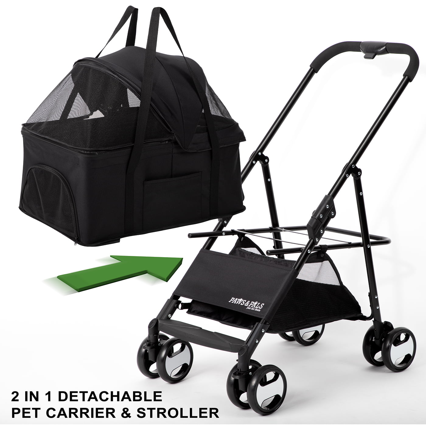 dog stroller with detachable carrier