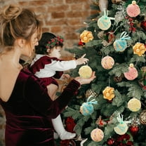 Christmas Ornaments, Yellow Foam Candy Ball Ornament with Colorful Beads Christmas Tree Hanging Decoration Shatterproof Lightweight Holiday Home Party Decor 2025 Trend Collection