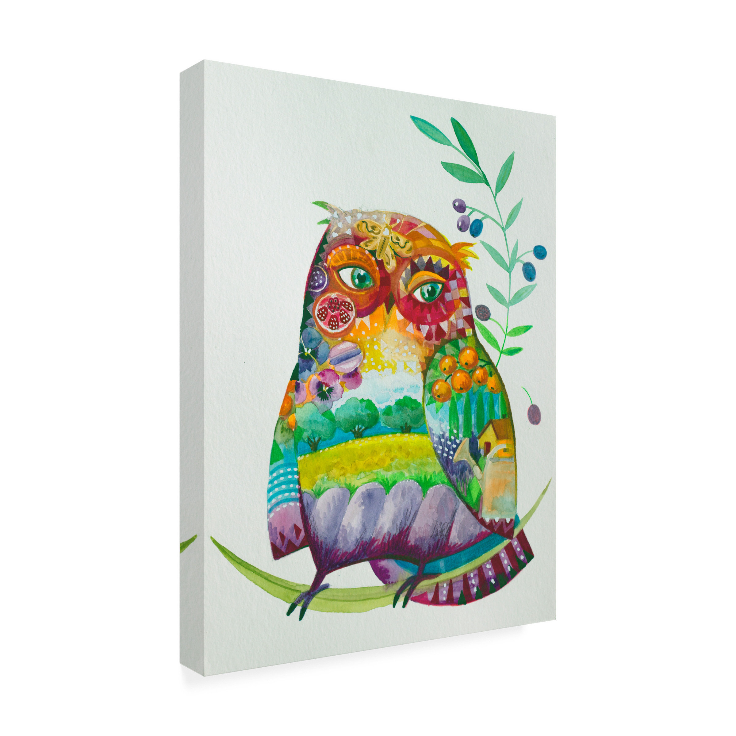 Trademark Fine Art 'Owl From Provence' Canvas Art by Oxana Ziaka