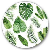 Designart 'Close Up Of Tropical Leaf Of Monstera V' Farmhouse Circle Metal Wall Art 36x36 - Disc of 36