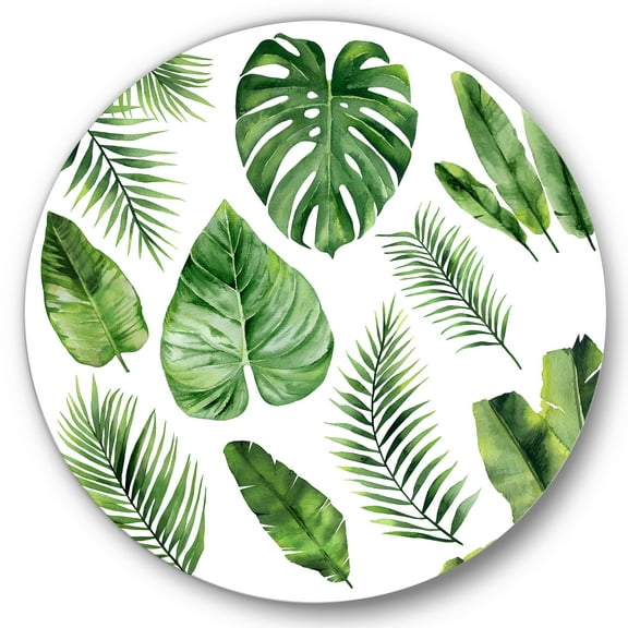Designart 'Close Up Of Tropical Leaf Of Monstera V' Farmhouse Circle Metal Wall Art 36x36 - Disc of 36