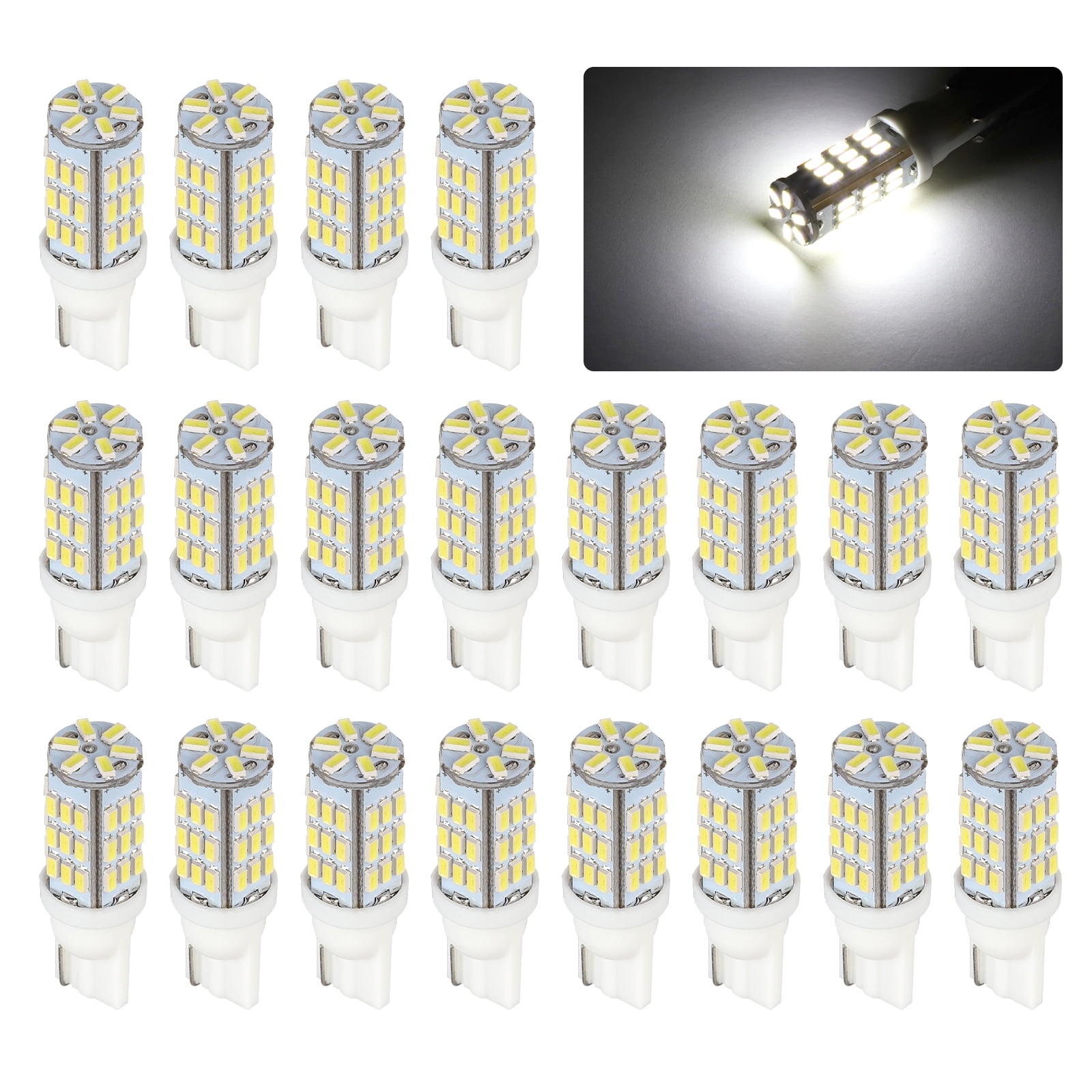 20x Pure White 10 SMD LED T10 194 921 W5W 1210 RV Landscaping Light Bulbs 12V 