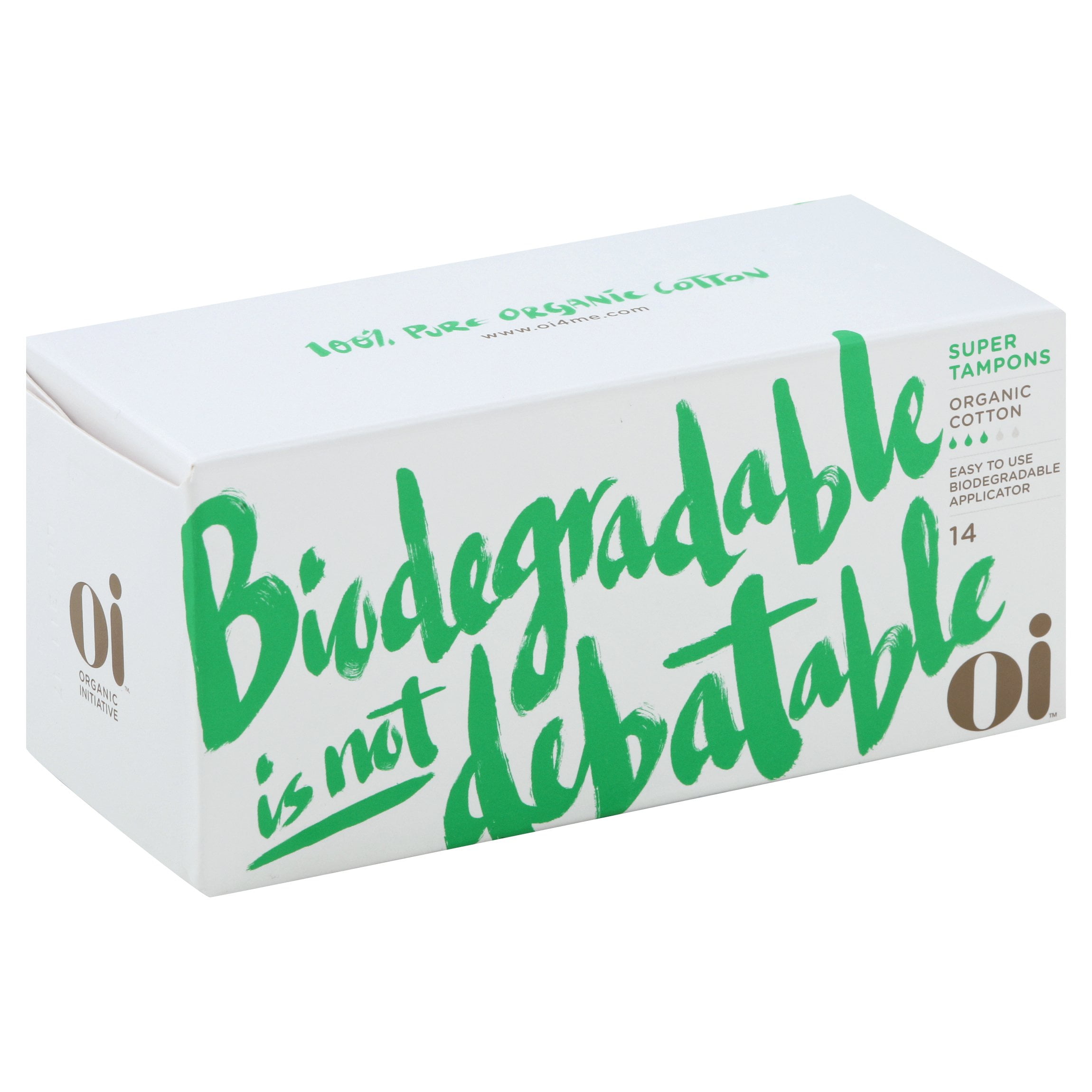 Oi Organic Cotton Tampons Box of 14 Super Tampons TwistToUnlock