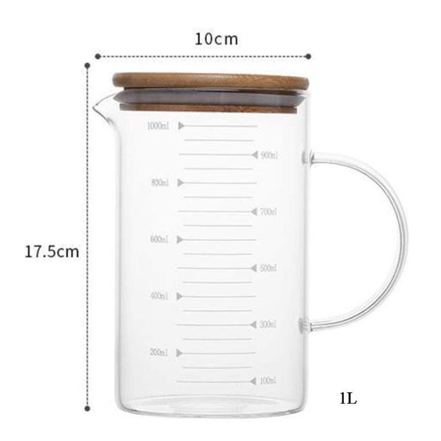 ziyahi Heat Resistant Glass Measuring Cup Freezer Safe Handgrip Measure Oven Tea 1000ml