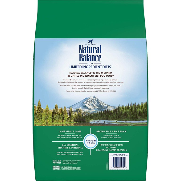 Natural Balance Limited Ingredient Diets Lamb Meal Brown Rice Formula Dry Dog Food 28 Pounds Walmart