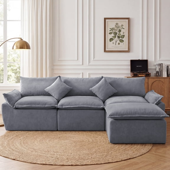 ELEKA 108.3" Oversized L-Shaped Sofa Bed,Modular Sectional Sofa,Boneless Couch for Living Room Apartments Bedroom, No Assembly Required,Grey