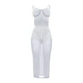 thumbnail image 4 of Bigersell Sun Dresses Women Mesh, Inlaid Strap, Long V-Neck Dress, Strap, V-Neck Dress Women Slip Dress Style 21263, Female Asymmetrical Dresses White XL, 4 of 4