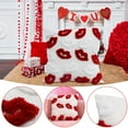 thumbnail image 6 of Red Lips Throw Pillow, White Fluffy Textured, Decorative Cushion, Valentine's Romance Theme for Couch Sofa Home Decor Gift (18X18 Inch), 6 of 7