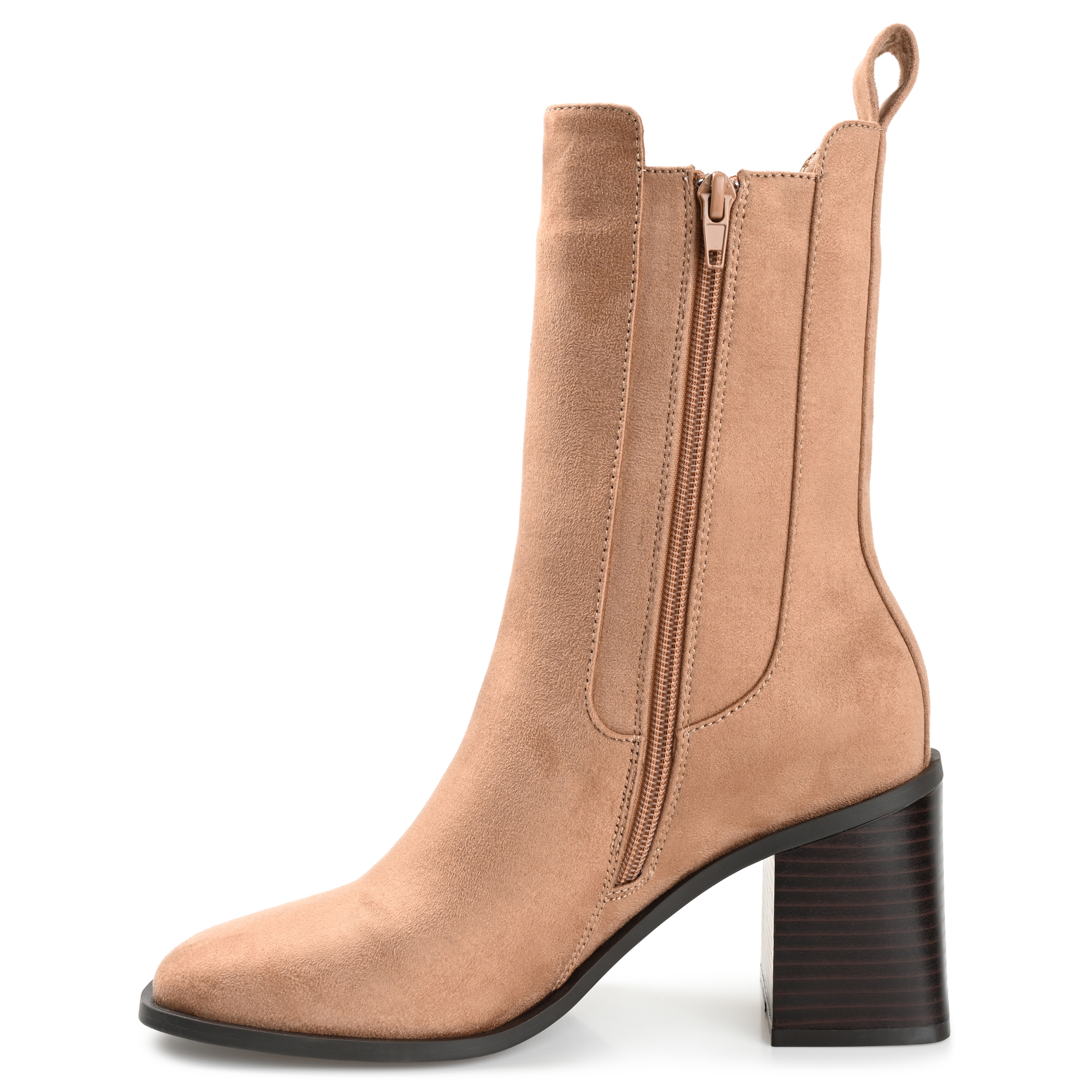 Journee Womens Kaydia Square Toe Stacked High Ankle Booties