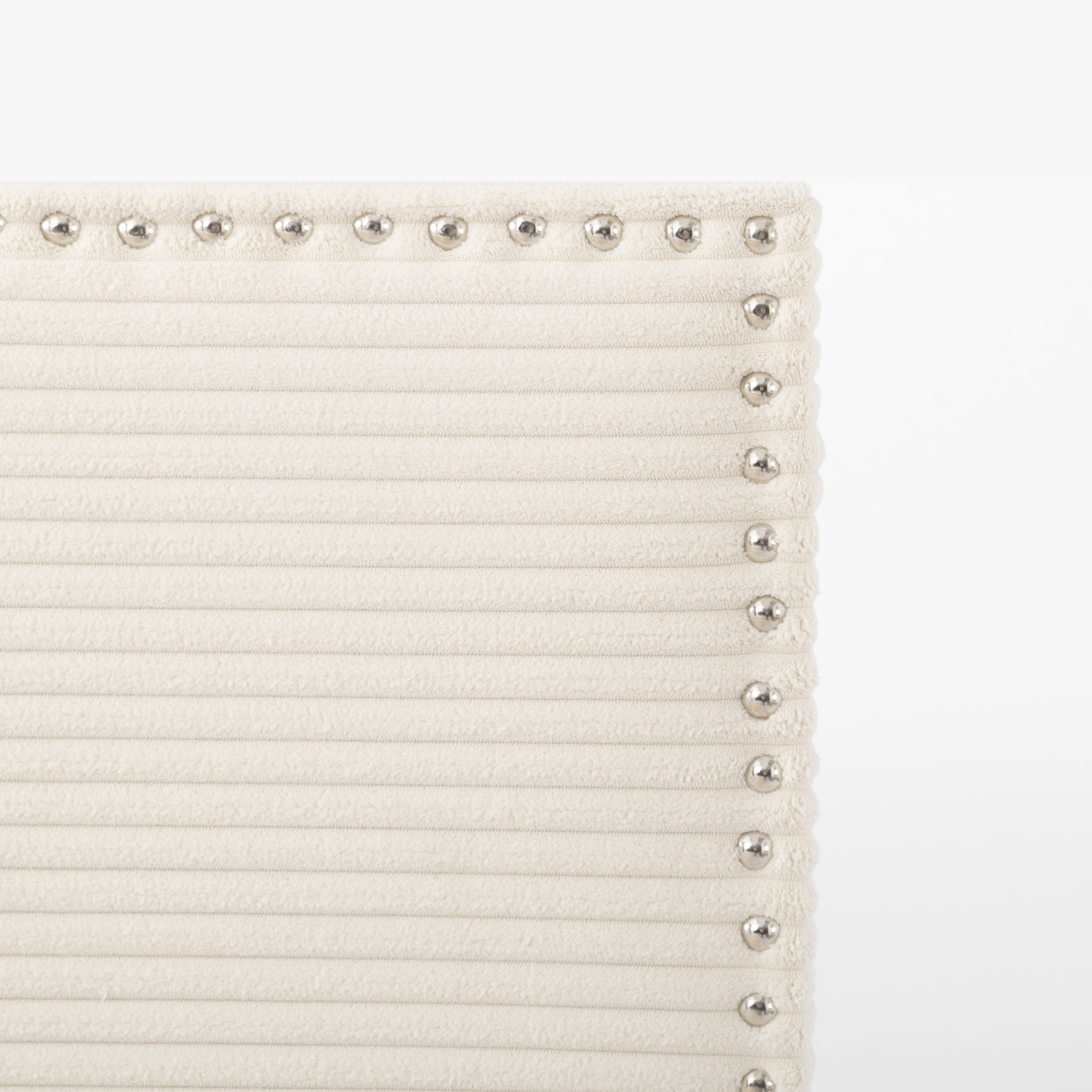 BSHTI KING Size Corduroy Upholstered Platform Bed Frame with Headboard, Nailhead Trim, Wood Slats Support, No Box Spring Needed, Modern Bedroom Bed Frame, Bedroom Furniture, Apartment Use (Beige)