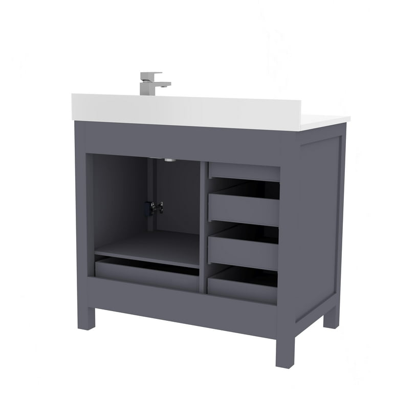 Ayna Decors Rooh 36 Inch Charcoal Grey Bathroom Vanity