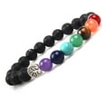 thumbnail image 5 of Handmade Black Lava Seven Chakra Healing Balance Beaded Bracelet, 5 of 6