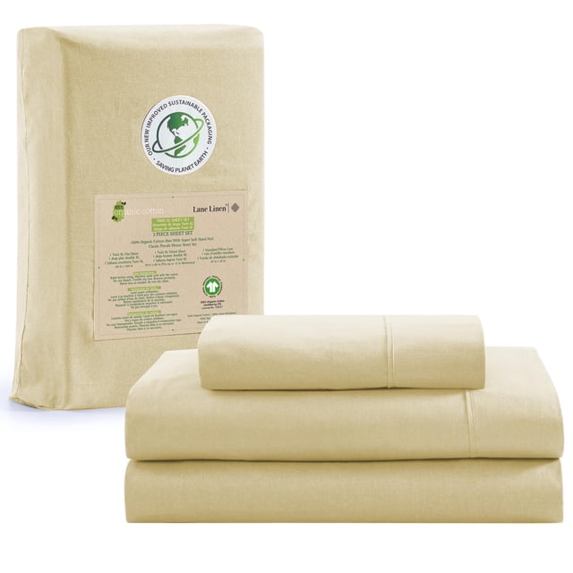 Juego de sábanas LANE LINEN 100% algodón orgánico Twin XL Vanilla