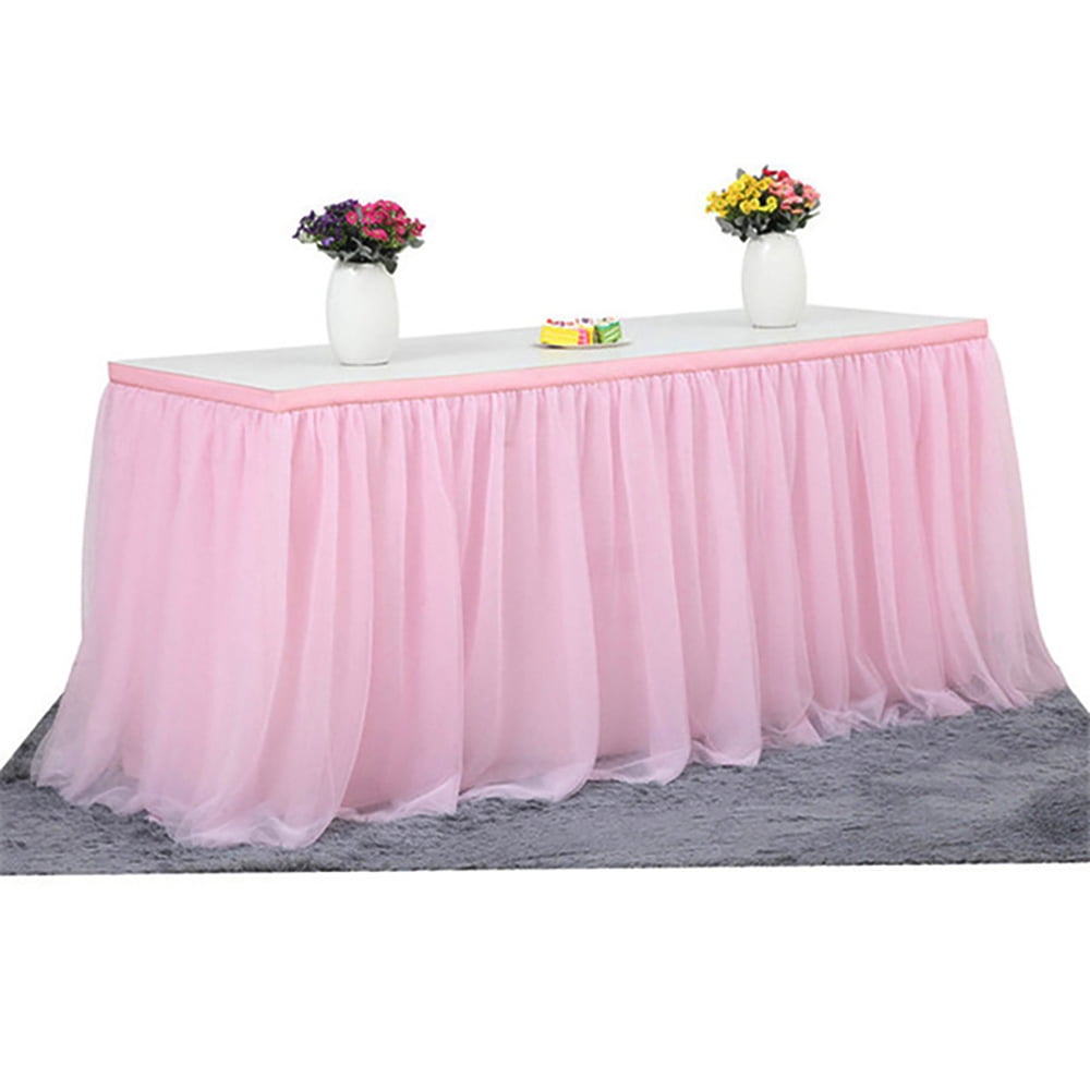 Everso Table Skirt Tulle Lace Mesh for Wedding Sign Dessert Table