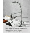 thumbnail image 5 of WOWOW Double-Handles Pull Down Sprayer Kitchen Faucet with Drinking Water for 1 or 3 Hole in Solid Brass in Brushed Nickel, 5 of 5