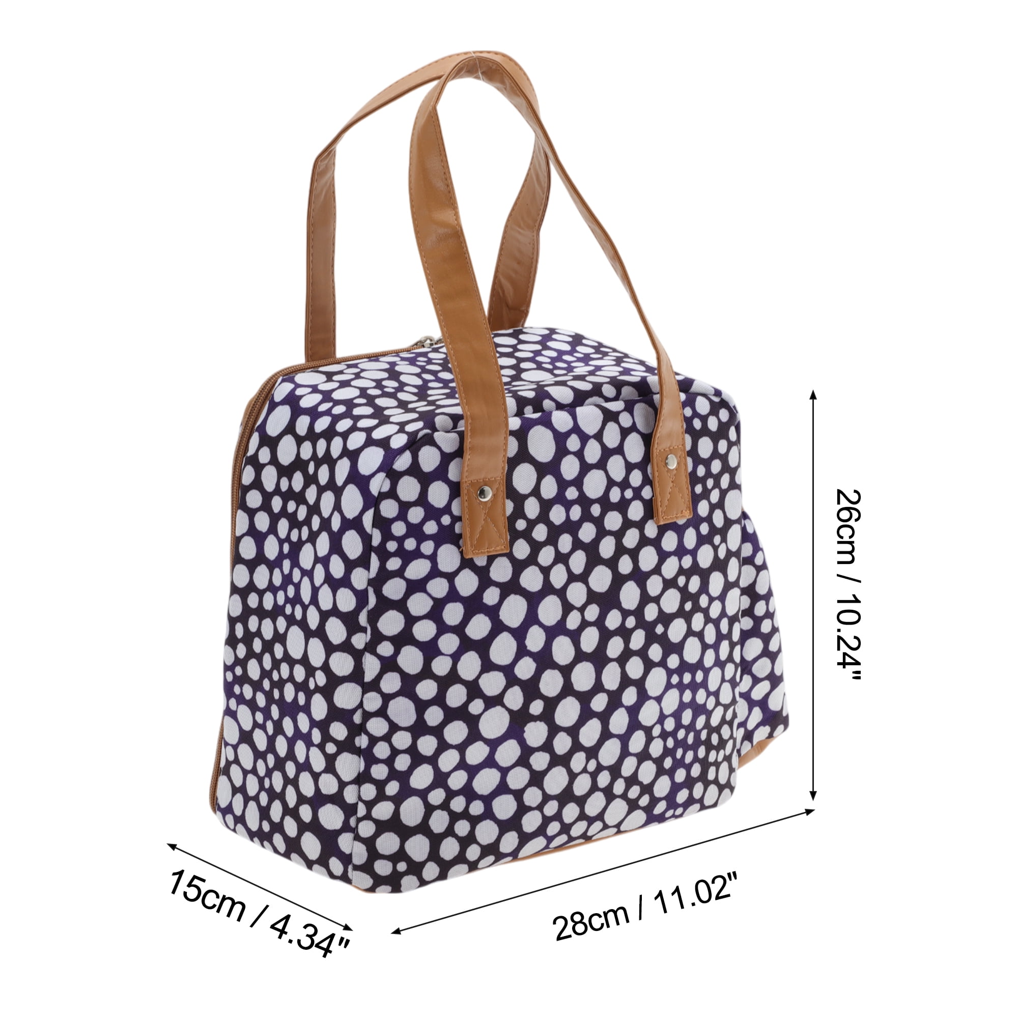 Unique Bargains Handheld Insulated Lunch Bag 1 Pc Blue, White [Dots]