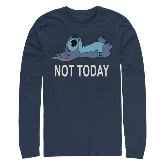 Men's Lilo & Stitch Not Today Long Sleeve Shirt Navy Blue X Large