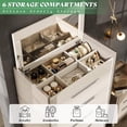 thumbnail image 5 of Merluxy 5-Drawer Chest with Glass Tabletop, Storage Dresser Organizer with Inside Mirror & Lift Top Dresser for Bedroom, Cream&Grey, 5 of 6