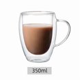 thumbnail image 1 of Tasse en Verre Résistant à la Chaleur à Double Paroi avec Poignée 150ml 250ml 350ml Tasse à Café Lait Jus Bière Transparente, 1 of 7
