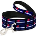 thumbnail image 1 of buckle-down dl-w30694 flag leather black blue red white dog leash, 1 of 1