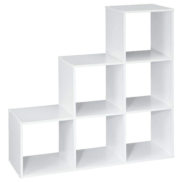 6 Cubes Organizer Wood Bookshelf Open Shelf Bookcase 3 2 1 Cube Storage Shelf White Walmart Com Walmart Com