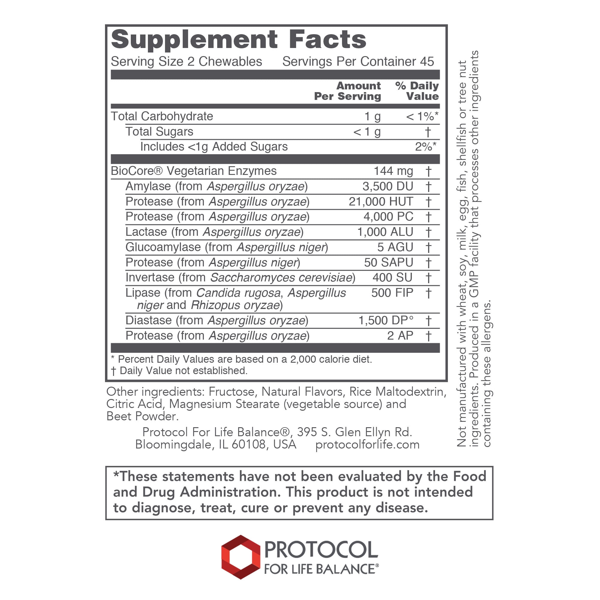 Protocol ProtoZymes - Digestive Enzymes, Broad Spectrum - Children, Adults - 90 Berry Chewables