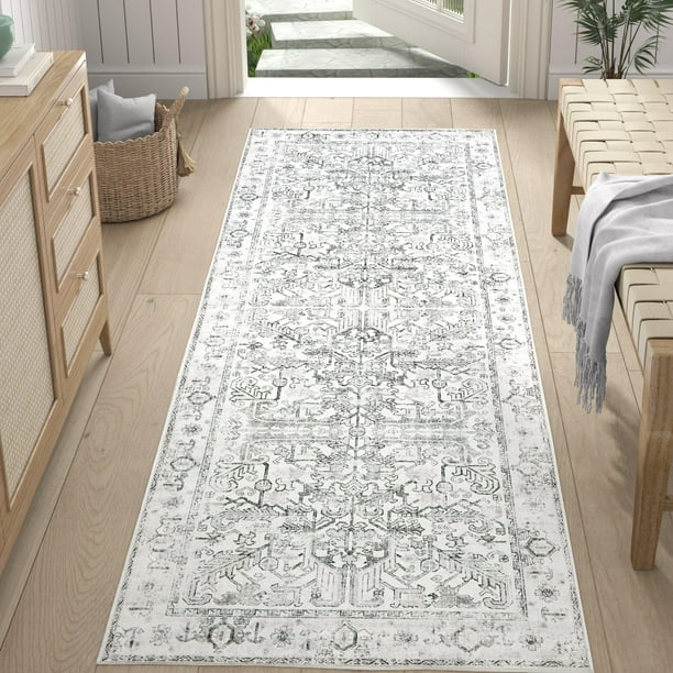 Alfombra corredor Jinchan 61x183 cm Gris Antideslizante Lavable a máquina