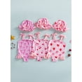 thumbnail image 3 of BemeyourBBs Toddler Baby Girl Swimsuit One Piece Swimsuit Infant Girl Bathing Suit Strawberr Bow Cherry Print Sleeveless Tie Shoulder Swimwear with Swim Cap Summer Beachwear, 3 of 9