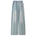 thumbnail image 4 of Auroural Toddler Girls Baggy Jean 6 Years Girls' Print Jeans Long Pants Children's Loose Pants Straight Leg Jeans Wide Leg Jeans Casual Outerwear Jeans Blue, 4 of 9