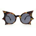thumbnail image 2 of Womens Bat Wing Shape Round Circle Lens Plastic Sunglasses Tortoise - Black, 2 of 4
