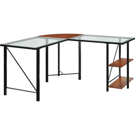 Ameriwood Aden L Glass Desk Gray 9379096 100780 BrickSeek