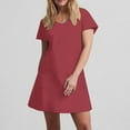 thumbnail image 5 of Erwazi Women's Casual Summer Dress Short Sleeve T Shirt Dress Swing Flowy Beach Mini Dresses with Pockets, 5 of 7