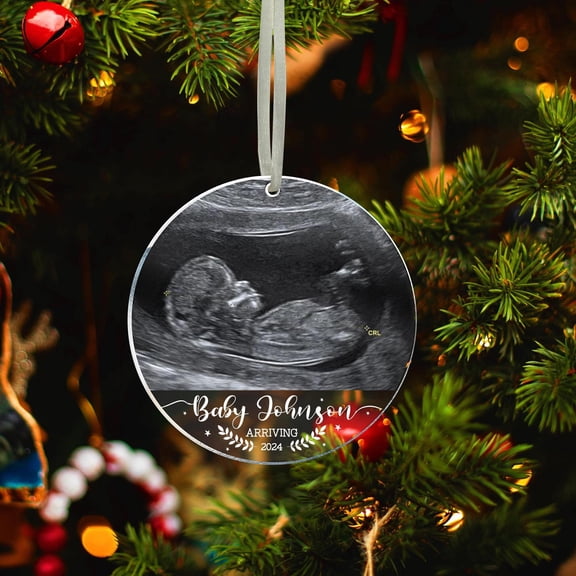 Baby Ultrasound Christmas Ornament, Baby's First Christmas Keepsake Ornament 2024, Pregnancy Announcement, Holiday Decor, Gift For Her Mom