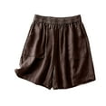 thumbnail image 3 of Clearance Under 10$! Suumer Plus Size Shorts for Womens Fshion Solid Color Linen Casual Loose Fitting Wide Leg Tight Waist-line Wide Leg Pocket Capris, 3 of 7